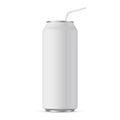 Aluminium can mockup 500 ml with straw mockup